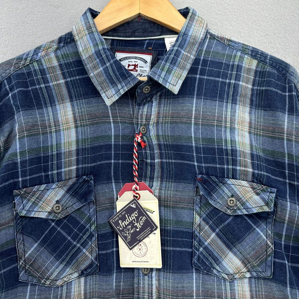 Thread & Cloth Plaid Flannel Long Sleeve Shirt XL‎ Blue *BRAND NEW* Cabincore